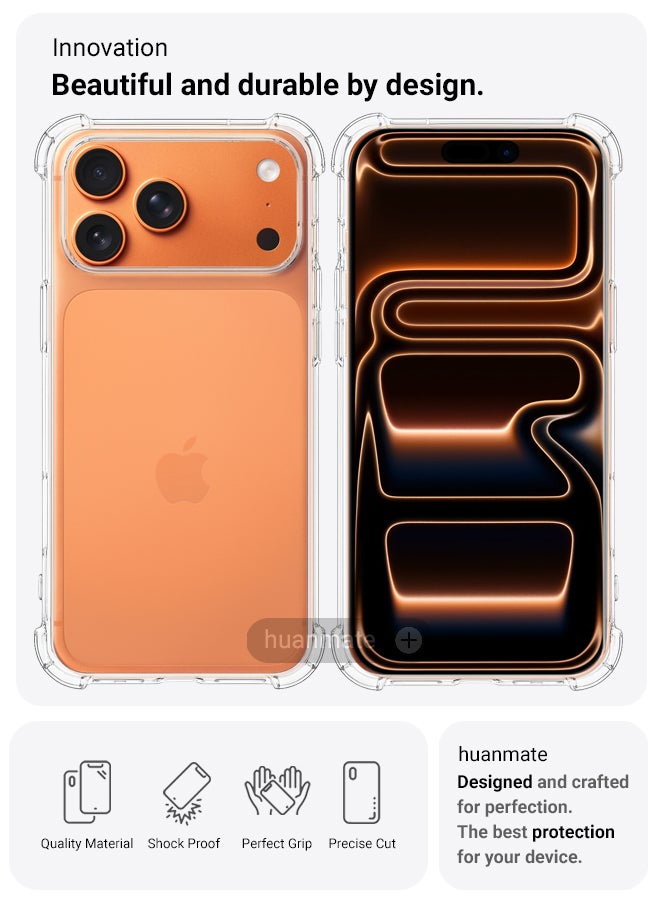 huanmate Apple iPhone 17 Pro Max Shock Proof Case Cover - Ultra Clear, Durable & Accurate Cut-outs - Scratch, Dust & Smudge Protection - Clear Silicon Back Cover for Apple iPhone 17 Pro Max - Image 2