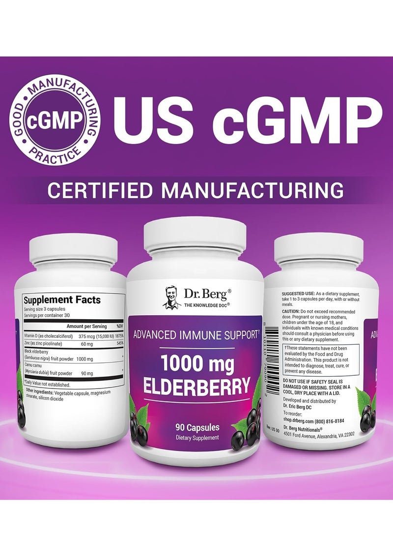 Dr. Berg Nutritional - Black Elderberry Sambucus Elderberry Immune Support Supplement 90 Capsules 30 Servings - Image 1