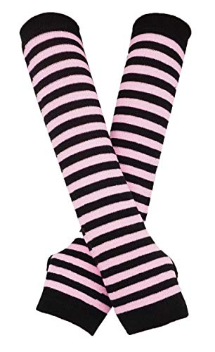 Bienvenu Punk Gothic Rock Long Arm Warmer Fingerless Gloves,Black Pink - Image 1
