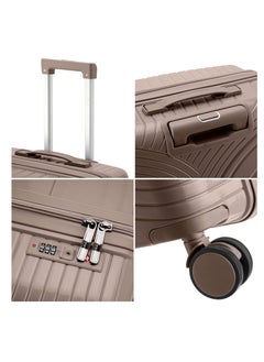 SENATOR Unisex Hard Case Large Checked Luggage Lightweight PP Fashion Trolley Luggage with 360° Degree 4 Twin Wheel and Safe Zippers KH1010 Khaki  - Image 4