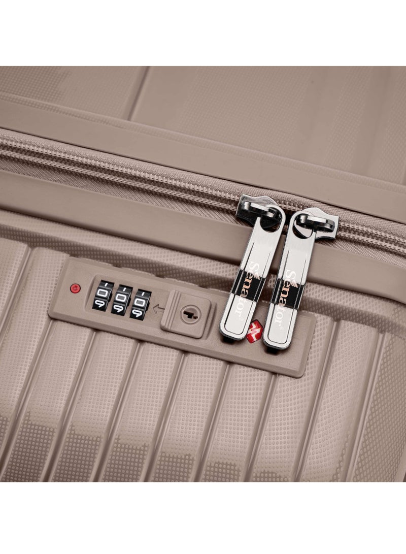 SENATOR Unisex Hard Case Large Checked Luggage Lightweight PP Fashion Trolley Luggage with 360° Degree 4 Twin Wheel and Safe Zippers KH1010 Khaki - Image 5