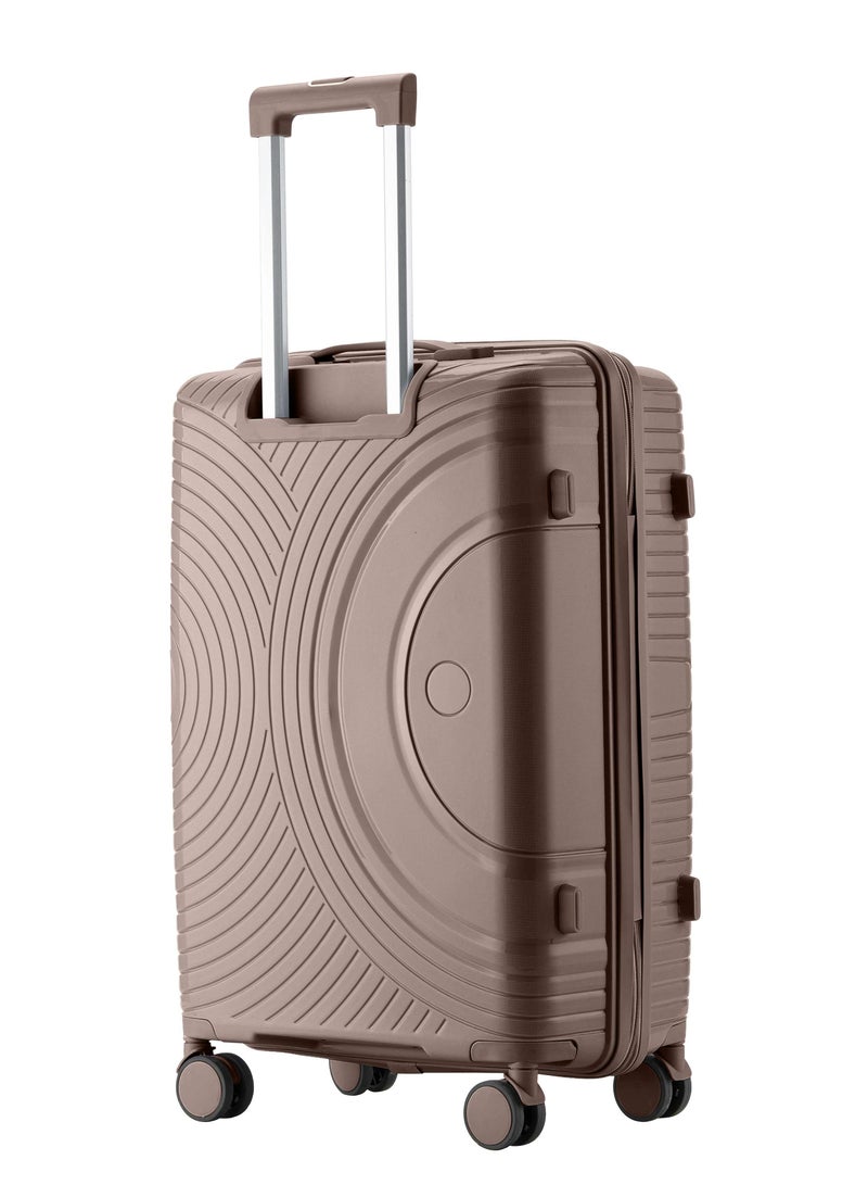 SENATOR Unisex Hard Case Large Checked Luggage Lightweight PP Fashion Trolley Luggage with 360° Degree 4 Twin Wheel and Safe Zippers KH1010 Khaki - Image 2