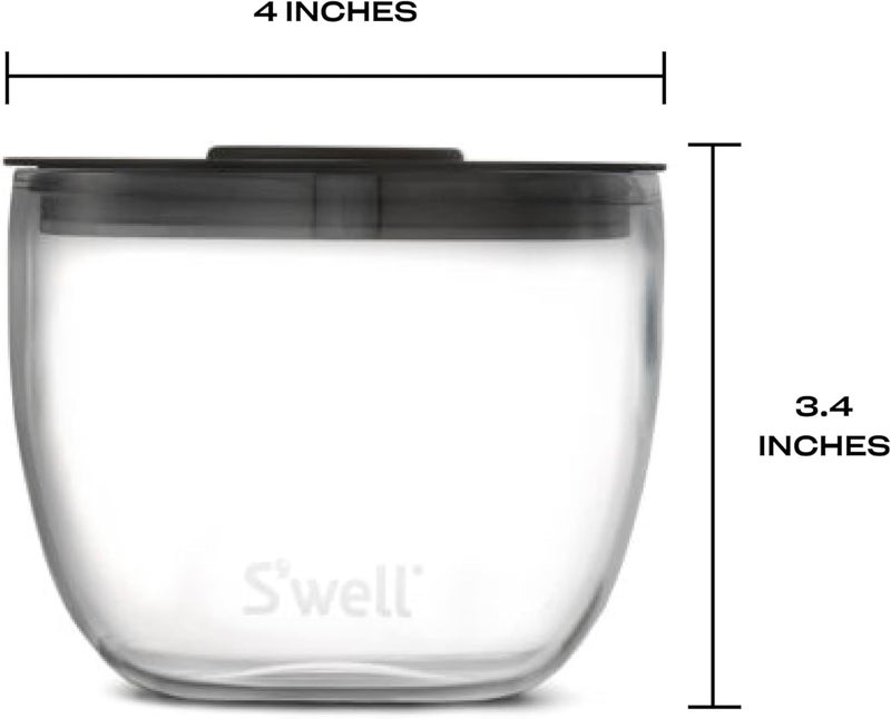 S'well 12oz Glass Prep Bowl Set of 4 for Easy Meal Prep, Black, Durable Tempered Glass, Nesting Design Compatible with 21.5oz Eats Containers - Image 3
