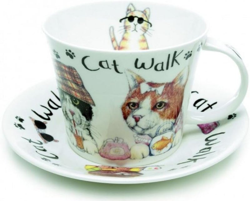 Roy Kirkham Roy Kirkham Animal Fashion Cat Breakfast Cup  Saucer in Fine Bone China 