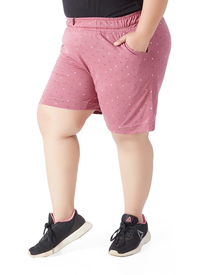 CUPID CUPID Women Plus Size Printed Cotton Comfortable Barmuda/Shorts for Sports, Yoga, Daily Use Gym, Night Wear, Casual Wear for Ladies_Mauve_4X-Large - Image 1