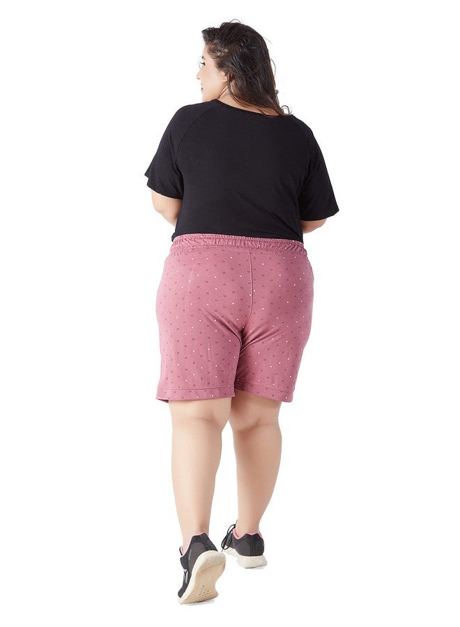 CUPID CUPID Women Plus Size Printed Cotton Comfortable Barmuda/Shorts for Sports, Yoga, Daily Use Gym, Night Wear, Casual Wear for Ladies_Mauve_4X-Large - Image 5