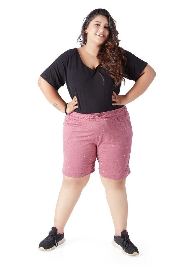 CUPID CUPID Women Plus Size Printed Cotton Comfortable Barmuda/Shorts for Sports, Yoga, Daily Use Gym, Night Wear, Casual Wear for Ladies_Mauve_4X-Large - Image 2