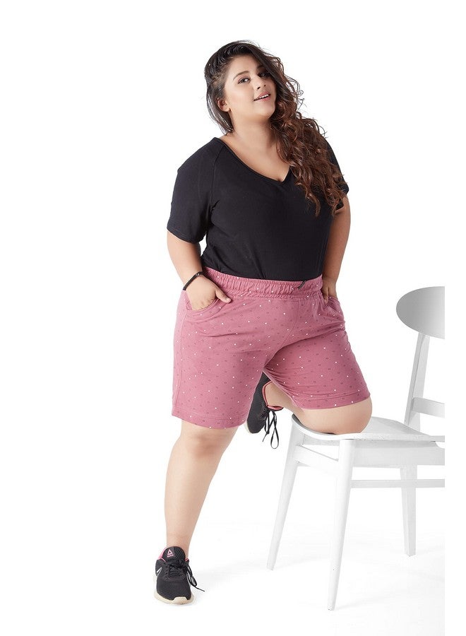 CUPID CUPID Women Plus Size Printed Cotton Comfortable Barmuda/Shorts for Sports, Yoga, Daily Use Gym, Night Wear, Casual Wear for Ladies_Mauve_4X-Large - Image 4