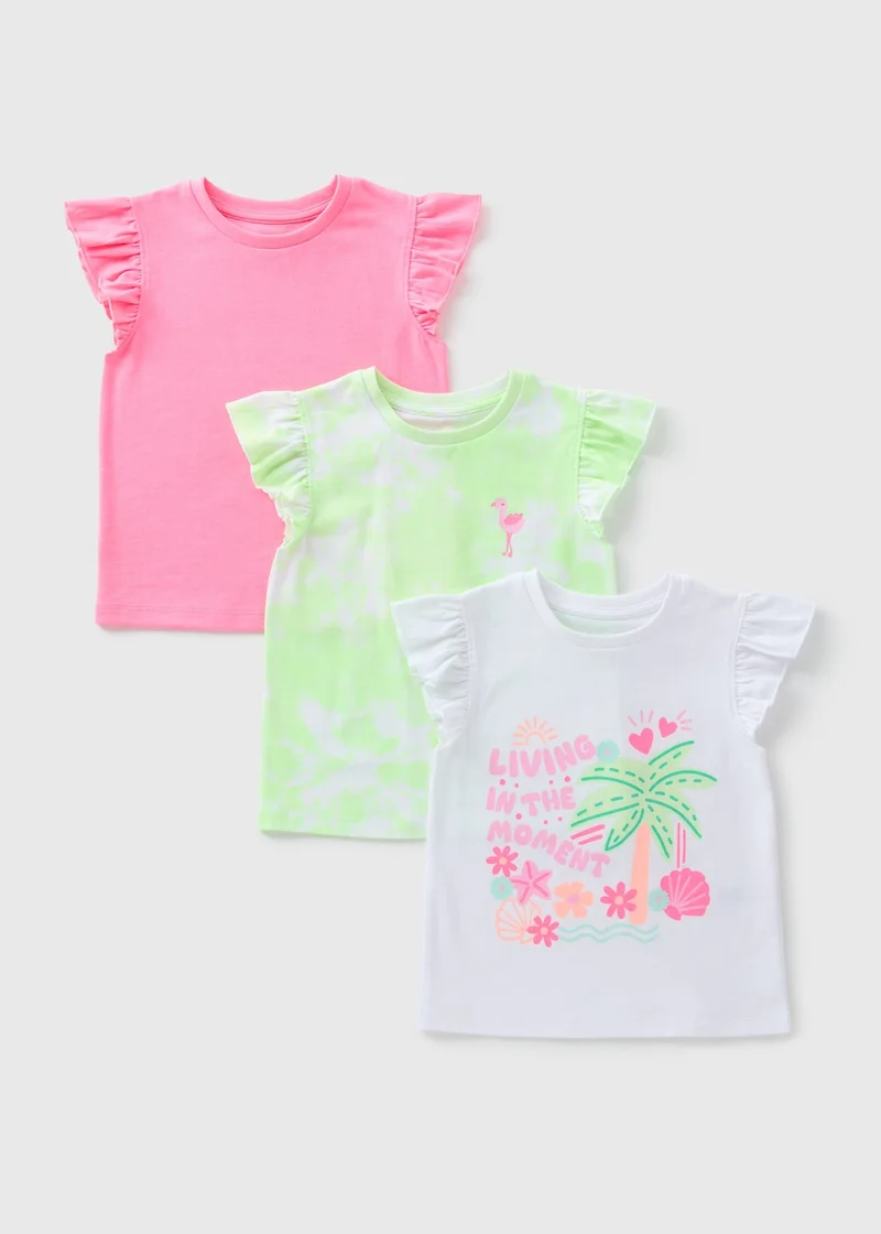 Matalan 3 Pack Girls Multicolour Tie Dye T-Shirts