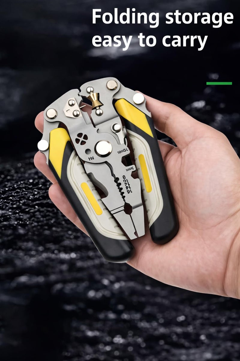 Gopendra 9-in-1 Multifunctional Stainless Steel Wire Plier Cutting Multi-Purpose Electrical Stripping Tool Wire Stripper & Crimping Tool for Electrician (Multi color, wire striper pattern-A) - Image 5