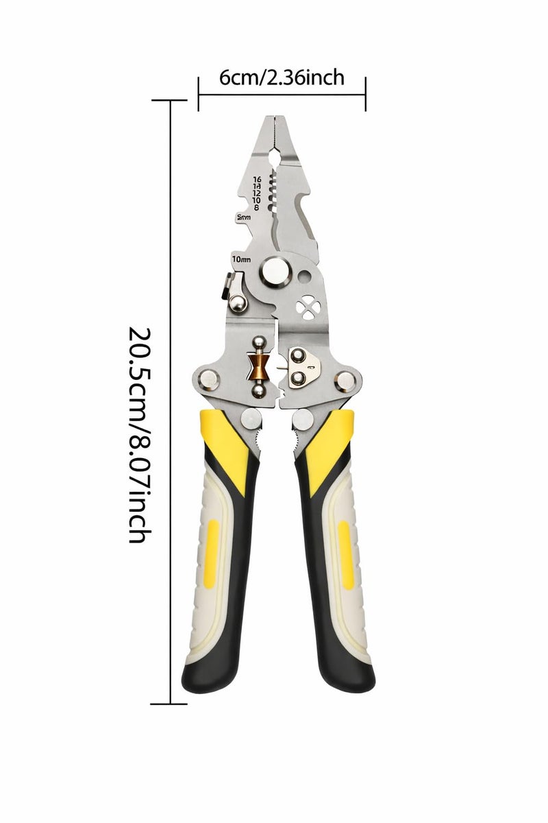 Gopendra 9-in-1 Multifunctional Stainless Steel Wire Plier Cutting Multi-Purpose Electrical Stripping Tool Wire Stripper & Crimping Tool for Electrician (Multi color, wire striper pattern-A) - Image 2