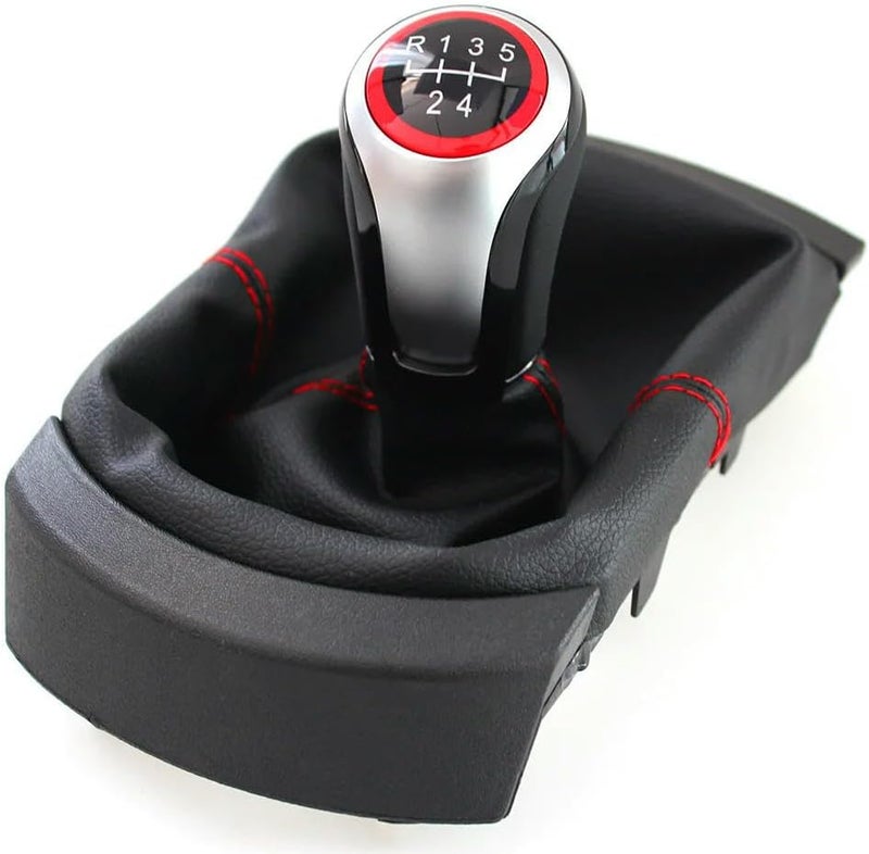 5 Speed Gear Shift Knob with Dust Boot for SEAT Ibiza 2002-2010, Manual Gear Stick Gaiter Cover Replacement - Image 1
