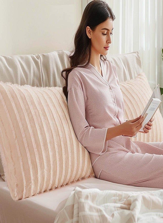 BEDELITE Body Pillow Cover with Zipper Closure, Decorative Boho Fleece Pillowcase 20 x 54 Inches, Luxury Fluffy Plush Long Body Pillow Pillowcase for All Seasons(Coral-Boho) - Image 5