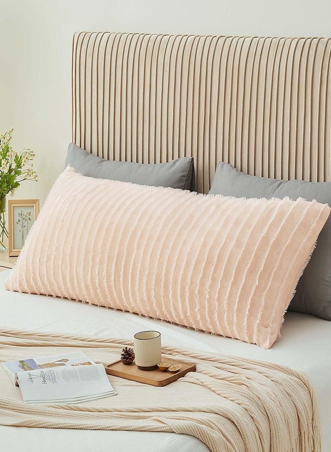 BEDELITE Body Pillow Cover with Zipper Closure, Decorative Boho Fleece Pillowcase 20 x 54 Inches, Luxury Fluffy Plush Long Body Pillow Pillowcase for All Seasons(Coral-Boho) - Image 1