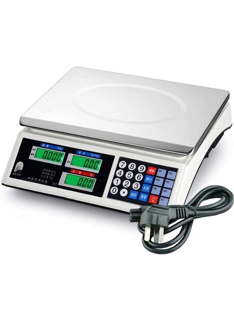 DubaiGallery Digital Scale for Commercial Use, Dual LCD Display, Stainless Steel Platform, Rechargeable Battery, Ideal for Fruits, Vegetables, Meat, and Produce - Image 1