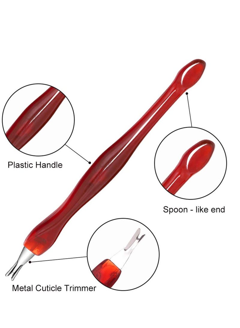 Y&D Premium Cuticle Trimmer Pusher, Plastic Handle Dead Skin Fork for Manicure/Pedicure, Knife Remover with Stainless Steel V-Shaped (Brown and Pink) 6 PCS  - Image 2