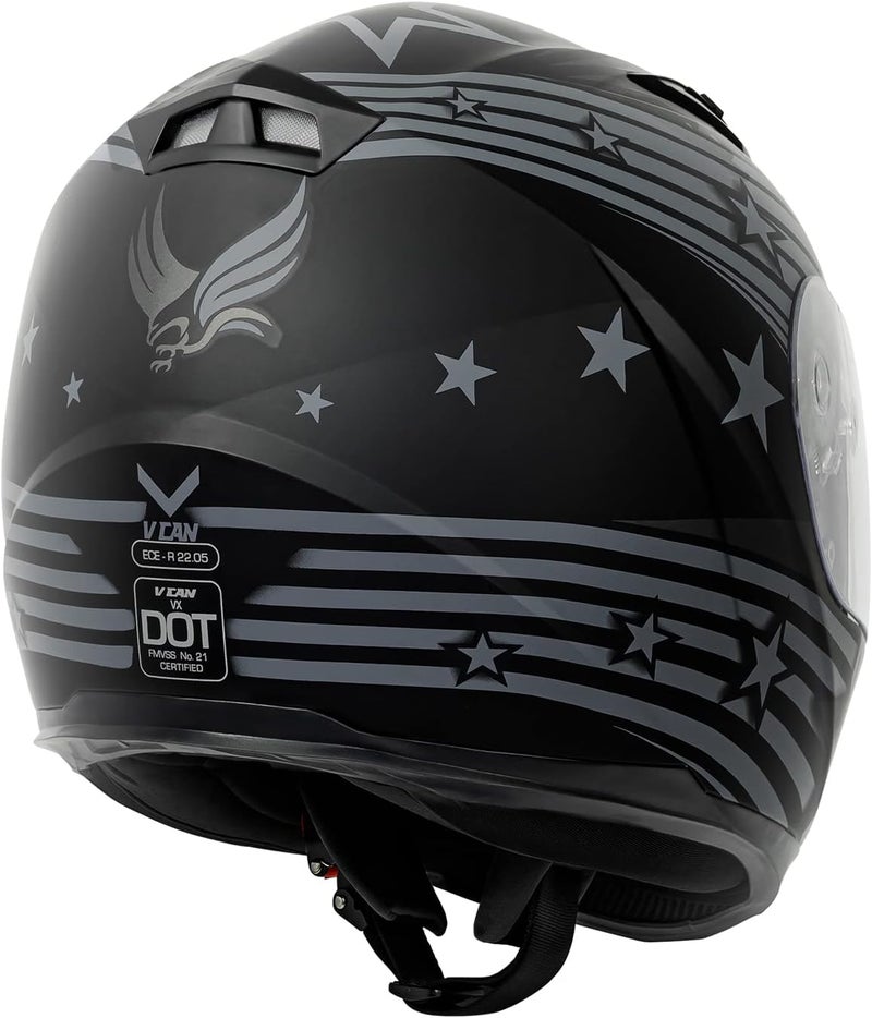 VCAN VX Lightweight Full Face Motorcycle Helmet with Extra Tinted Visor - Image 4