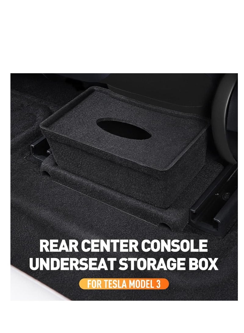 SYOSI Storage Box, Compatible with Tesla Model 3 Rear Center Console Flocking Underseat Organizer Tray, Backseat Second Row Organizer Storage Container Trash Can Replacement for Model 3 Accessories - Image 2