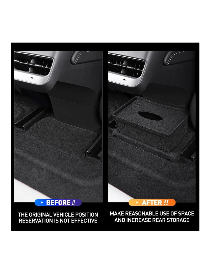 SYOSI Storage Box, Compatible with Tesla Model 3 Rear Center Console Flocking Underseat Organizer Tray, Backseat Second Row Organizer Storage Container Trash Can Replacement for Model 3 Accessories - Image 3