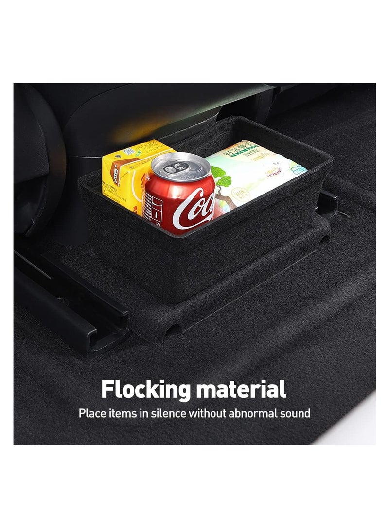 SYOSI Storage Box, Compatible with Tesla Model 3 Rear Center Console Flocking Underseat Organizer Tray, Backseat Second Row Organizer Storage Container Trash Can Replacement for Model 3 Accessories - Image 4