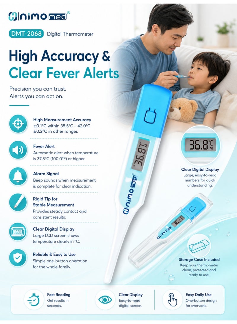 Nimo DMT-2068 Waterproof Digital Thermometer with Rigid Tip, Fever Alert & Auto Shut-Off - Image 3