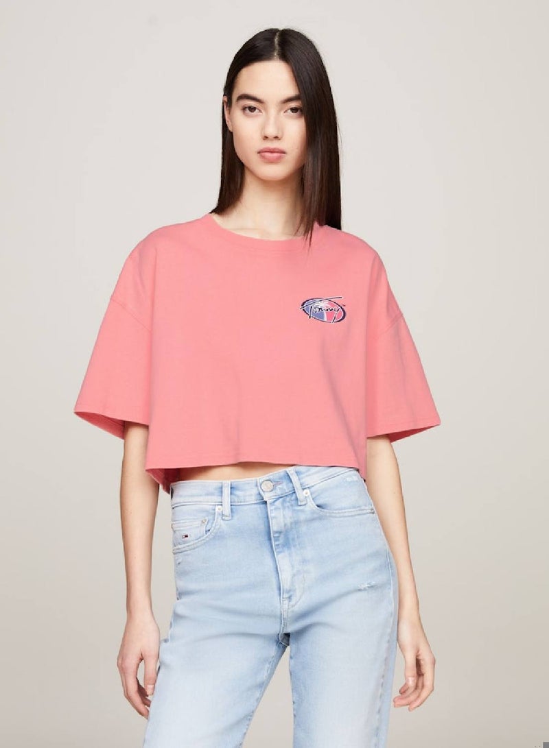 TOMMY JEANS Archive Oversized Back Logo Cropped T-Shirt - Image 1