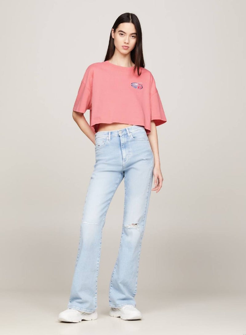 TOMMY JEANS Archive Oversized Back Logo Cropped T-Shirt - Image 4