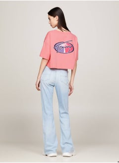 Women's Archive Oversized Back Logo Cropped T-Shirt -  Pure cotton, Pink - pzsku/Z9571FFDDBE58A770DF48Z/45/_/1724216686/050845b4-4ca9-439a-8a4a-9770f36cb081