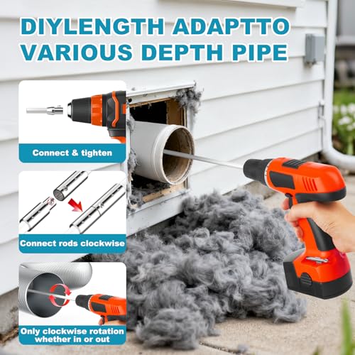 Sealegend 15 Feet Dryer Vent Cleaner Kit/Lint Remover/Upgraded Flexible Quick-Snap Brush with Drill Attachment/Fireplace Chimney Brushes for Easy to Clean/Cleaning Tool Use with or Without Power Drill - Image 3