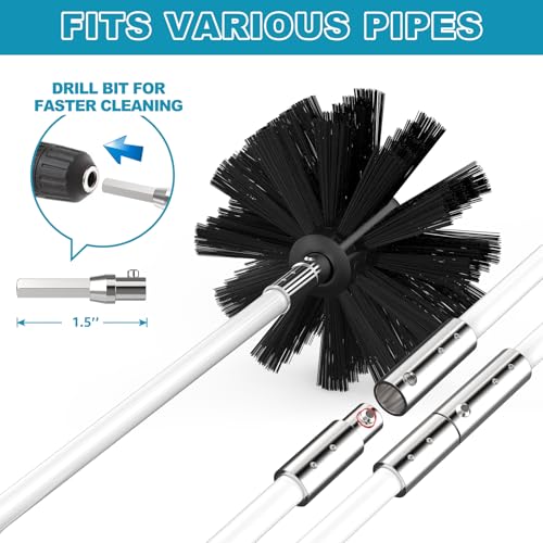 Sealegend 15 Feet Dryer Vent Cleaner Kit/Lint Remover/Upgraded Flexible Quick-Snap Brush with Drill Attachment/Fireplace Chimney Brushes for Easy to Clean/Cleaning Tool Use with or Without Power Drill - Image 2