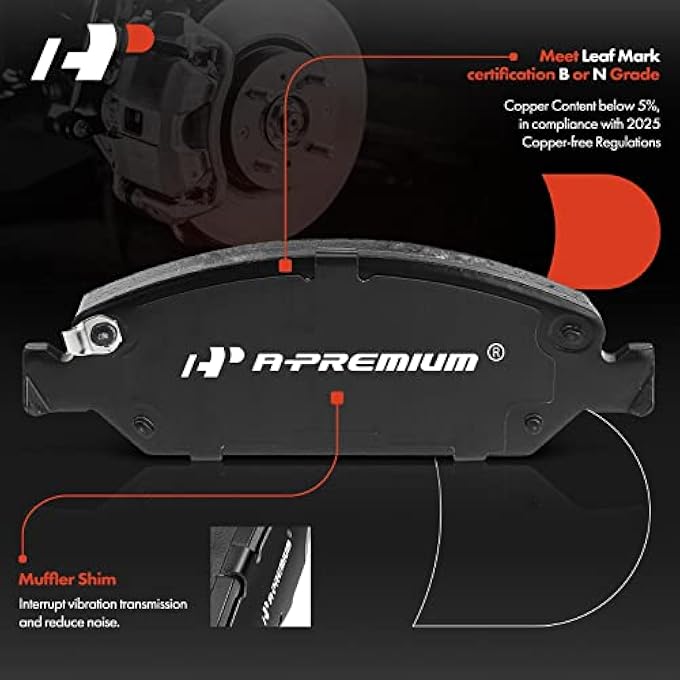 ريحني مجموعة وسادات الفرامل القرصية السيراميكية الأمامية APremium متوافقة مع بعض طرازات شيفروليه كاديلاك وجي إم سي سيلفرادو تاهو سوبربان إكسبريس أفالانش إسكاليد EXT ESV XTS سافانا سييرا يوكون XL - Image 3