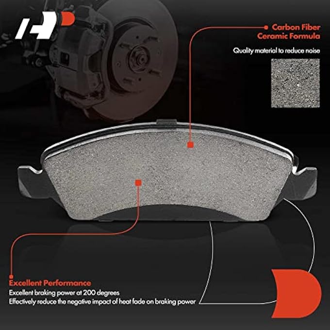 ريحني مجموعة وسادات الفرامل القرصية السيراميكية الأمامية APremium متوافقة مع بعض طرازات شيفروليه كاديلاك وجي إم سي سيلفرادو تاهو سوبربان إكسبريس أفالانش إسكاليد EXT ESV XTS سافانا سييرا يوكون XL - Image 4