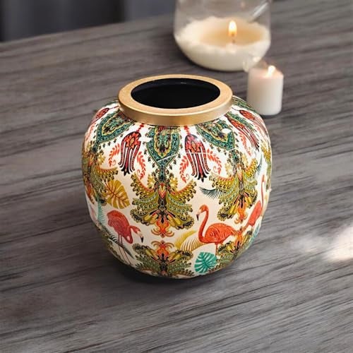 The Artage Metal Colour Flower Vase| Meena Work Decorative Accent Flower Pot|Artifacts for Home| Unbreakable Table-Top Shelf Showcase, Decoration for Console Living Room, Office (Hanging Garden) - Image 2