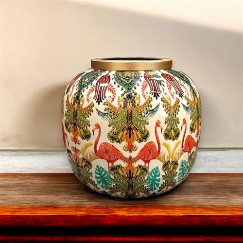 The Artage Metal Colour Flower Vase| Meena Work Decorative Accent Flower Pot|Artifacts for Home| Unbreakable Table-Top Shelf Showcase, Decoration for Console Living Room, Office (Hanging Garden) - Image 1