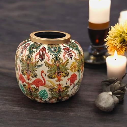 The Artage Metal Colour Flower Vase| Meena Work Decorative Accent Flower Pot|Artifacts for Home| Unbreakable Table-Top Shelf Showcase, Decoration for Console Living Room, Office (Hanging Garden) - Image 3