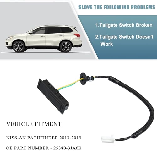 E-Vniko Rear Liftgate Release Switch Button Compatible with Nissan Pathfinder 2013 2014 2015 2016 2017 2018 2019 Replacement Tailgate Trunk Hatch Switch 25380-3JA0B - Image 2