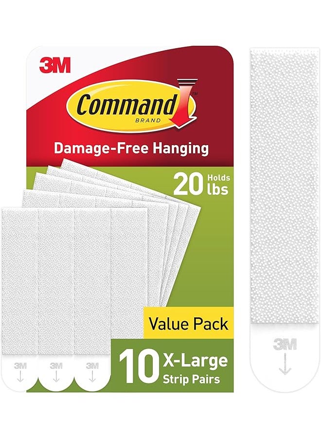 Command Command 20 lb XL Heavyweight Picture Hanging Strips 10 Pairs (20 Command Strips), Damage Free Hanging Picture Hangers, Heavy Duty Wall Hanging Strips for Christmas Decorations  - Image 1