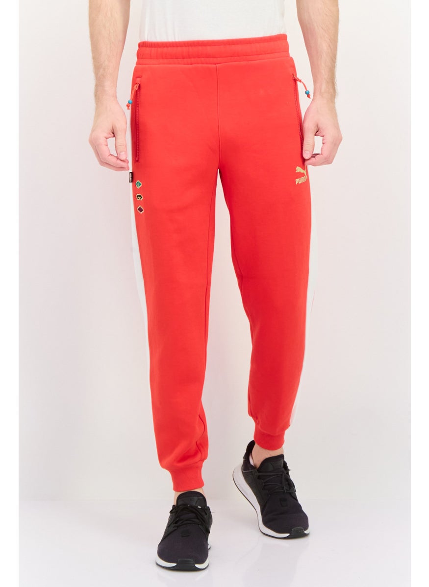 PUMA Men Relaxed Fit Training Sweatpants, Red/White  - Image 1