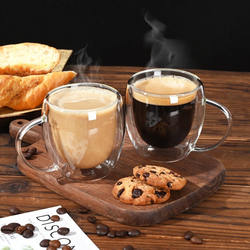 Ocean ice Espresso Cups Set of 2, Double Walled Glass Coffee Mugs 5 oz, Clear Insulated Glass Coffee Cups, Expresso Shots Cup with Handle, Clear Coffee Mug, Espresso Shot Cups, Glass Cups - Image 3