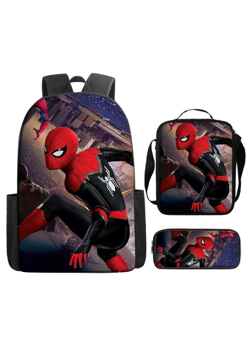 Spiderman Hero Cartoon Student Backpack Three-Piece Set 29*16*42 cm