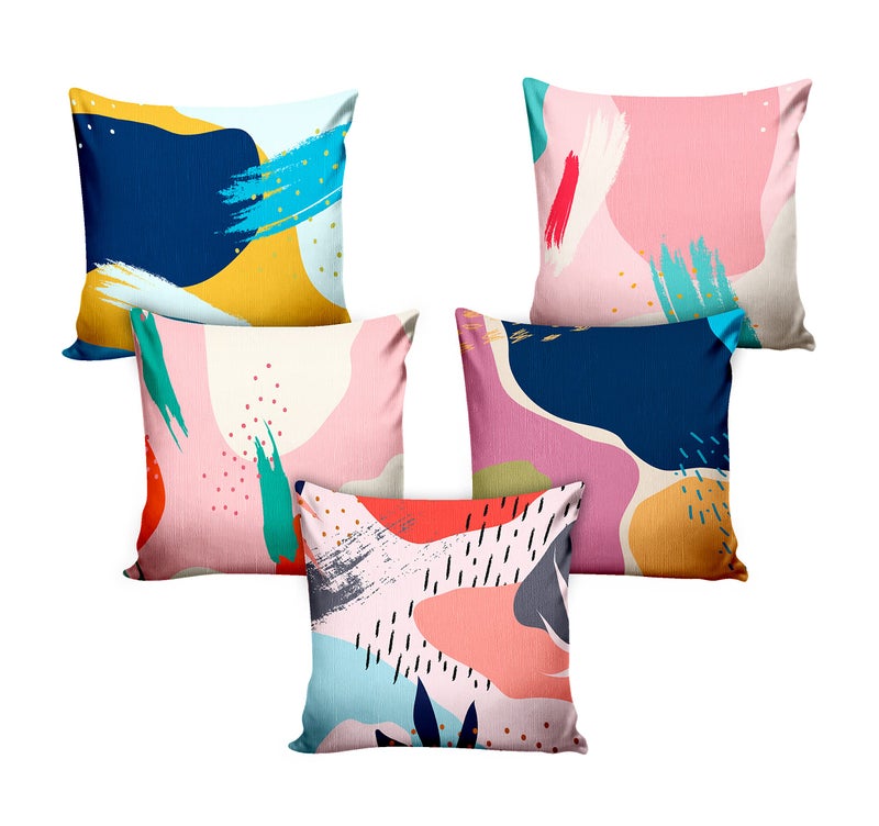 Ultimate Trends Polyester Digital Modern Printed Cushion Cover 12x12 Set of 5, Multi Color (UTCC-1083_ 12) - Image 2