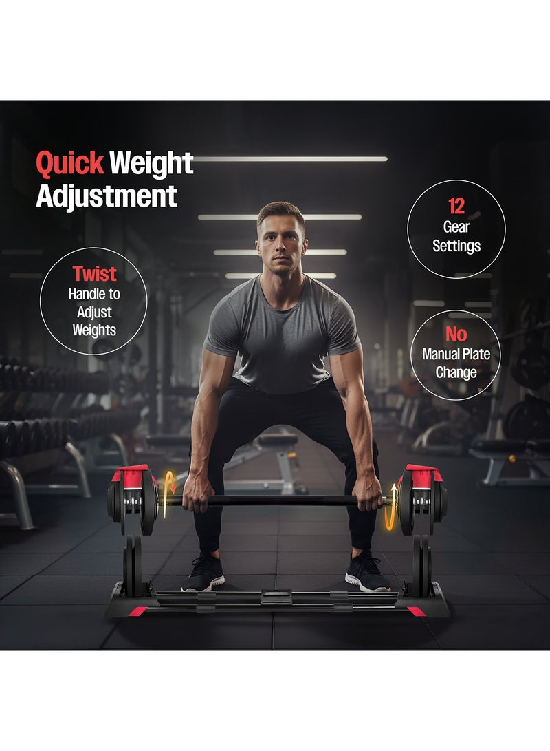 Sparnod Fitness SAD-25 Adjustable 3-in-1 Dumbbell Set,3–24kg Quick Weight Change, Dumbbell, Barbell, Kettlebell,12 Gear Steel ABS Build, Digital Dial, Ergonomic Grip, Home Gym Workout Kit - Image 3