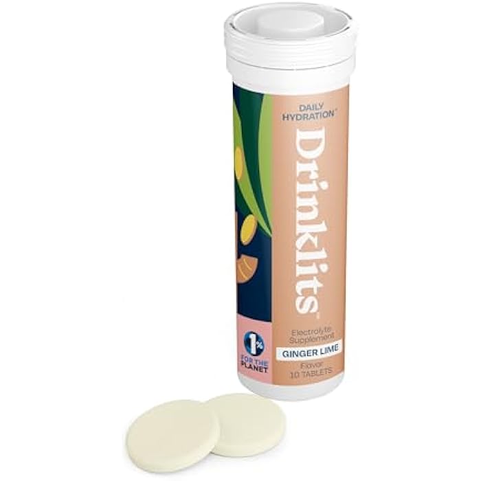 Drinklits Ginger Lime Electrolyte Tablets for Hydration | Great Taste - 0g Sugar - Essential Electrolytes - Daily Use | Single Tube (10 Tablets/Servings) - Image 1