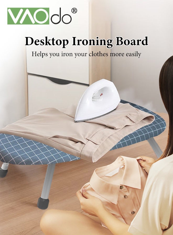 فاو دو لوح كيّ طاولة مع لوح كيّ، لوح كيّ صغير مع غطاء قابل للإزالة مقاوم للحرارة وغطاء قطني 100%، لوح كيّ صغير مع طبقة قطنية بإبرة سميكة 7 مم للمنزل، غرف الغسيل، المساكن، الاستخدام أثناء السفر - Image 2