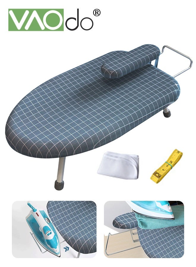 فاو دو لوح كيّ طاولة مع لوح كيّ، لوح كيّ صغير مع غطاء قابل للإزالة مقاوم للحرارة وغطاء قطني 100%، لوح كيّ صغير مع طبقة قطنية بإبرة سميكة 7 مم للمنزل، غرف الغسيل، المساكن، الاستخدام أثناء السفر - Image 1