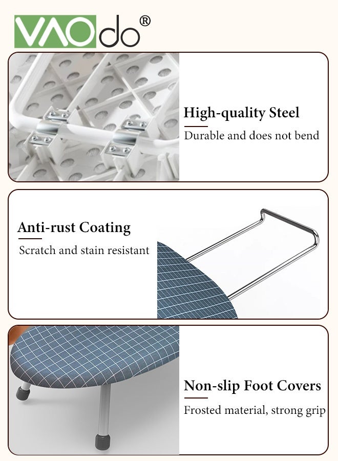 فاو دو لوح كيّ طاولة مع لوح كيّ، لوح كيّ صغير مع غطاء قابل للإزالة مقاوم للحرارة وغطاء قطني 100%، لوح كيّ صغير مع طبقة قطنية بإبرة سميكة 7 مم للمنزل، غرف الغسيل، المساكن، الاستخدام أثناء السفر - Image 5