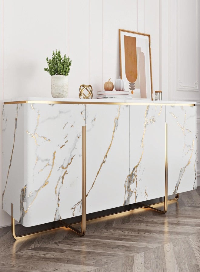STICKEEP White Gold Marble Peel and Stick Wallpaper, 17.71" x 315" - Image 5