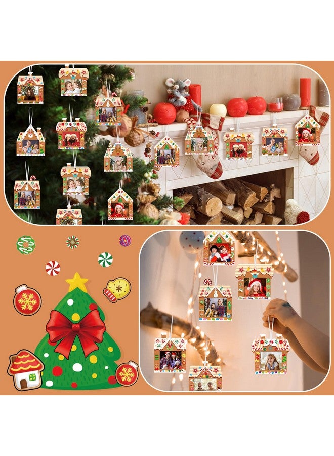 Zhanmai 48 Pcs Gingerbread House Picture Frame Craft Xmas Diy Gingerbread Candy Craft Christmas Crafts Self Adhesive Stickers For Christmas Tree Xmas Keepsake Holiday Party Decoration - Image 3