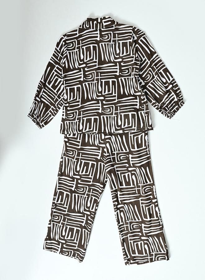 بيلا مودا طقم منسق من بنطال وبلوزة مطبعة بالكامل - Image 2