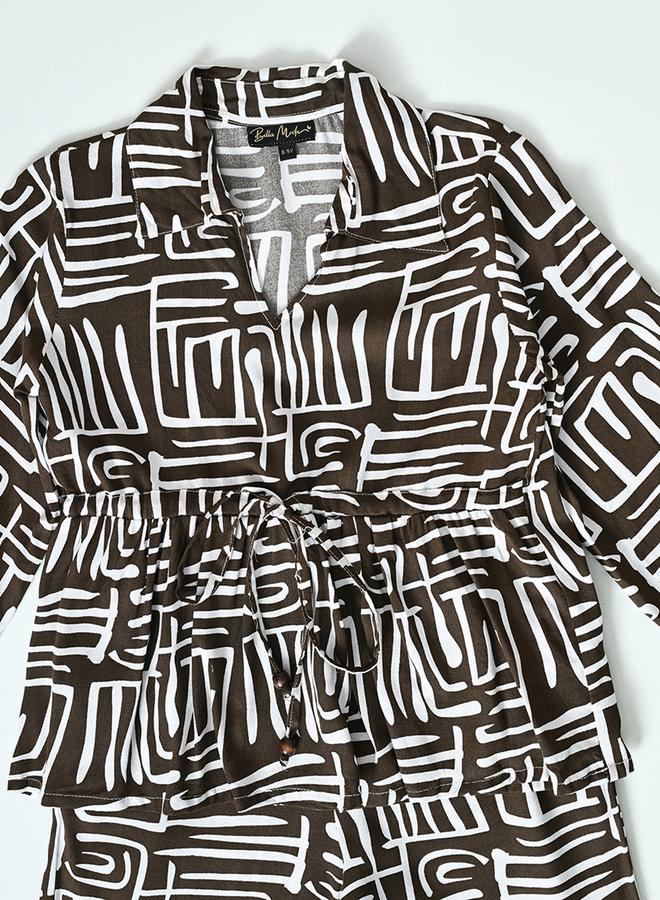 بيلا مودا طقم منسق من بنطال وبلوزة مطبعة بالكامل - Image 3